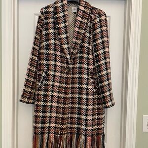 Women’s Multicolor Plaid Fringe Jacket